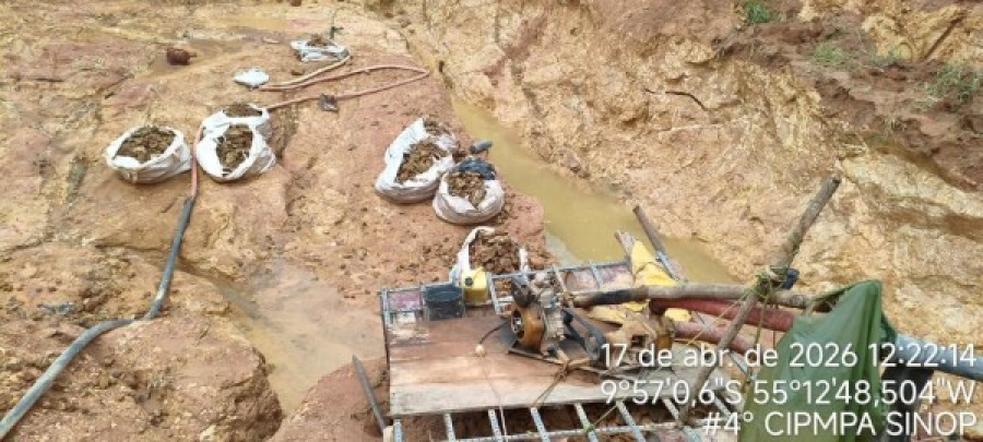 Polícia Militar prende homem e fecha garimpo ilegal em Novo Mundo